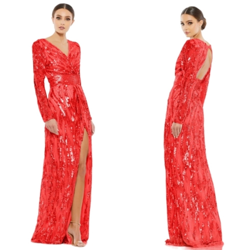 Mac duggal Embellished Open Back Gown 4635 Red